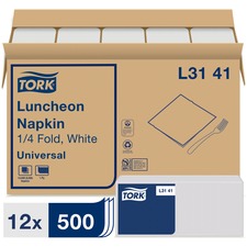 Svenska Cellulosa Aktiebolaget TRK L3141 - Tork 14 Fold Luncheon Napkin - 1 Ply - 13 x 11.50 - White - 