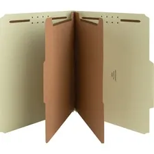 Nature Saver NAT 01057 — Nature Saver 2/5 Tab Cut Letter Recycled Classification Folder - 8 1/2 x 11 - 2 Expansion - Prong K Style Fastener - 2 Fastener Capacity for Folder, 1 Fastener Capacity for Divider - 2 Divider(s) - Fiberboard, Pressboard - Gray/Green - 100% Recycled - 10 / Box