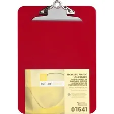 Nature Saver NAT 01541 — Nature Saver Recycled Plastic Clipboards - 1 Clip Capacity - 8 1/2 x 11 - Heavy Duty - Plastic - Red - 1 Each