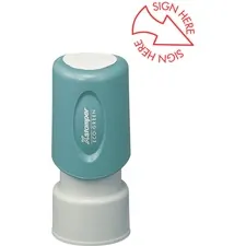 SHACHIHATA INC. U.S.A. XST 11425 — Xstamper Pre-Inked Spec SIGN HERE Stamp - Message/Design Stamp - TOPS! - 0.63 Impression Diameter - 100000 Impression(s) - Pink - Recycled - 1 Each