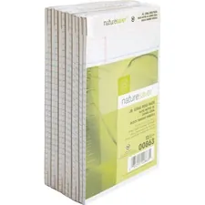 Nature Saver NAT 00863 — Nature Saver 100% Recycled White Jr. Rule Legal Pads - Jr.Legal - 50 Sheets - 0.28 Ruled - 15 lb Basis Weight - 5 x 8 - White Paper - Perforated, Back Board - Recycled - 12 / Dozen