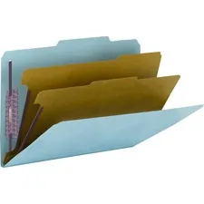 SMEAD MANUFACTURING CO. SMD 19204 — Smead SafeSHIELD 2/5 Tab Cut Legal Recycled Classification Folder - 8 1/2 x 14 - 2 Expansion - 2 x 2S Fastener(s) - 2 Fastener Capacity for Folder, 1 Fastener Capacity for Divider - Top Tab Location - Right of Center Tab Position - 2 Divider(s) - Pressboard - Blue - 60% Recycled - 10 / Box