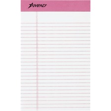 TOPS TOP 20078 - TOPS Pink Binding Writing Pads - 50 Sheets - 0.28 Ruled Pink