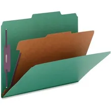Nature Saver NAT SP17222 — Nature Saver 2/5 Tab Cut Legal Recycled Classification Folder - 8 1/2 x 14 - 2 Fastener Capacity for Folder, 2 Fastener Capacity, 2 Fastener Capacity - Top Tab Location - Right of Center Tab Position - 1 Divider(s) - Green - 100% Recycled - 10 / Box