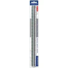 STAEDTLER MARS GMBH STD 987M1834BK — Staedtler Prof-quality Engineer's Triangular Scale - 12 Length - Aluminum - 1 Each - Silver