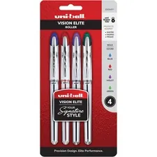 UNIBALL UBC 69094PP — uni-ball Vision Elite Rollerball Pen - Bold Pen Point - 0.8 mm Pen Point Size - Refillable - Blue, Red, Green, Violet Pigment-based Ink - 4 / Pack