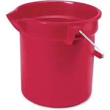 Rubbermaid RCP 296300RD — Rubbermaid Commercial Brute 10-quart Utility Bucket - 10 quart - Heavy Duty, Rust Resistant, Bend Resistant, Handle - 10.2 - Steel, High-density Polyethylene (HDPE) - Red, Nickel, Chrome - 1 Each