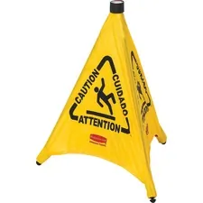 Rubbermaid RCP 9S0000YWCT - Rubbermaid Commercial Multi-Lingual Caution Safety Cone - 12