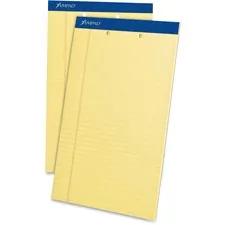 TOPS BUSINESS FORMS TOP 20233 — Ampad Perforated Ruled Pads - Legal - 50 Sheets - Stapled - 0.34 Ruled - 2 Hole(s) - 15 lb Basis Weight - 8 1/2 x 14 - Canary Yellow Paper - Dark Blue Binder - Perforated, Sturdy Back, Chipboard Backing, Tear Resistant - 12 / Dozen