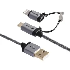 VERBATIM 99217 — Sync & Charge microUSB Cable with Lightning Adapter - 47 in. Braided Black - 47 in. Braided Black