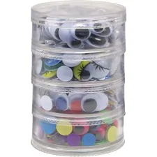 The Chenille Kraft Company CKC 3409 — Creativity Street Wiggle Eyes Stackable Storage Jar - Craft Project, Decoration - 400 Piece(s) x 0.28 , x 0.39 , x 0.47 , x 0.59 , x 0.79Diameter - 400 / Set - Assorted