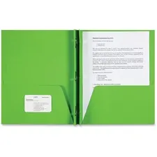 Sparco SPR 78542 — Sparco Letter Pocket Folder - 8 1/2 x 11 - 3 x Double Prong Fastener(s) - 2 Internal Pocket(s) - Leatherette Paper - Apple Green - 25 / Box