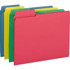 SMEAD MANUFACTURING CO. SMD 11905 — Smead SuperTab 1/3 Tab Cut Letter Recycled Top Tab File Folder - 8 1/2 x 11 - 3 Internal Pocket(s) - Manila - Blue, Red, Green, Yellow - 10% Recycled - 12 / Pack