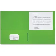 Sparco SPR 78552 — Sparco Letter Pocket Folder - 8 1/2 x 11 - 2 Internal Pocket(s) - Leatherette Paper - Apple Green - 25 / Box