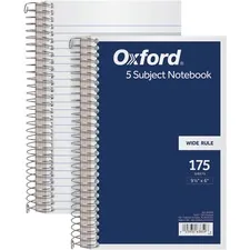 TOPS BUSINESS FORMS TOP 63859 — TOPS 5 Subject Wirebound Notebook - 175 Sheets - Coilock - 15 lb Basis Weight - 6 x 9 1/2 - White Paper - Navy Cover - Acid-free, Unpunched, Divider - 1 Each