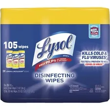 RECKITT BENCKISER RAC 82159CT — Lysol Disinfecting Wipes 3-pack - Wipe - Lemon Scent - 35 / Canister - 12 / Carton - White