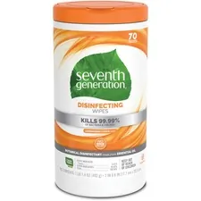 SEVENTH GENERATION SEV 22813CT — Seventh Generation Disinfecting Cleaner - Wipe - Lemongrass Citrus Scent - 7 Width x 8 Length - 70 / Canister - 6 / Carton