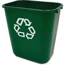 Rubbermaid RCP 295606GN — Rubbermaid Commercial Deskside Recycling Container - 7.03 gal Capacity - Rectangular - 15 Height x 10.2 Width - Plastic - Green - 12 / Carton