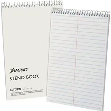 TOPS BUSINESS FORMS TOP 25472 — Ampad Kraft Cover Steno Book - 70 Sheets - Wire Bound - 0.34 Ruled - Gregg Ruled - 15 lb Basis Weight - 6 x 9 - White Paper - Kraft Cover - Chipboard Backing, Sturdy Cover - 1 Each