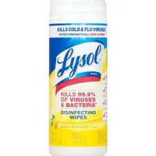 RECKITT BENCKISER RAC 81145CT — Lysol Lemon/Lime Disinfect Wipes - Wipe - Lemon, Lime Blossom Scent - 35 / Canister - 12 / Carton - White