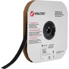 VELCRO USA VEK 190911 — VELCRO® Brand Sticky Back Tape (Loop Only), 25yd x 3/4in Roll, Black - Simple peel and stick application, ideal for smooth surfaces. Designed for indoor use.