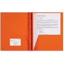 Sparco SPR 78541 — Sparco Letter Pocket Folder - 8 1/2 x 11 - 3 x Double Prong Fastener(s) - 2 Internal Pocket(s) - Leatherette Paper - Orange - 25 / Box