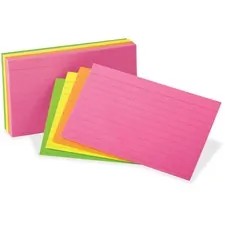 TOPS BUSINESS FORMS OXF 81300 — Oxford Neon Glow Ruled Index Cards - Front Ruling Surface - Ruled - 3 x 5 - Assorted Paper - Recycled - 300 / Pack