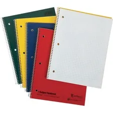 TOPS BUSINESS FORMS TOP 25451 — Oxford 3 - Hole Punched Wirebound Notebook - Letter - 80 Sheets - Wire Bound - 15 lb Basis Weight - 8 1/2 x 11 - White Paper - Assorted Cover - Kraft Cover - Micro Perforated, Rigid, Subject - Recycled - 1 Each