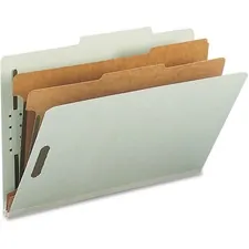 Nature Saver NAT 39951 — Nature Saver 2/5 Tab Cut Legal Recycled Classification Folder - 8 1/2 x 14 - 6 x Prong K Style Fastener(s) - 1 Fastener Capacity for Divider, 2 Fastener Capacity for Folder - 2 Divider(s) - Pressboard - Gray, Green - 100% Recycled - 10 / Box