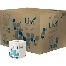 Solaris Paper SOL 21556 — Livi VPG Select Bath Tissue - 2 Ply - 4.48 x 3.98 - 420 Sheets/Roll - Bright White - Virgin Fiber - Soft, Strong, Absorbent, Individually Wrapped - For Office Building - 60 / Carton