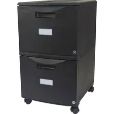 STOREX STX 61312U01C — Storex 2-Drawer Locking Mobile Filing Cabinet - 15.5 x 18.5 x 26.3 - 2 x Drawer(s) for File - Letter, Legal - Lightweight, Stackable, Moisture Resistant, Rust Resistant, Lockable, Durable, Label Holder, Locking Casters, Dent Resistant, Scratch Resistant - Black - Polypropylene - Recycled - Assembly Required