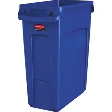 Rubbermaid RCP 1971257 — Rubbermaid Commercial Slim Jim Vented Container - 16 gal Capacity - Rectangular - Chemical Resistant, Durable, Vented, Sturdy, Weather Resistant, Handle, Lightweight - 25 Height x 11 Width - Blue - 1 Each