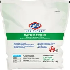 CLOROX CLO 30827 — Clorox Healthcare Hydrogen Peroxide Cleaner Disinfectant Wipes - Wipe - 185 / Pack - 185 / Each - White