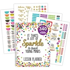 Teacher Created Resources TCR 2152 — Teacher Created Resources Confetti Lesson Planner - Academic - 9 Month - Wire Bound - Multi - Appointment Schedule, Event Planning Sheet, Reminder Section - 1 Each