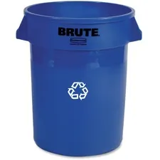 Rubbermaid RCP 263273CT — Rubbermaid Commercial Brute Vented Recycling Container - 32 gal Capacity - Round - Heavy Duty, Rust Resistant, Chip Resistant, Dent Resistant, Peel Resistant, Durable, Handle - 27.3 Height x 22 Width x 22 Depth - Plastic, Stainless Steel - Blue - 6 / Carton