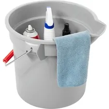 Rubbermaid RCP 261400GY — Rubbermaid Commercial Brute 14-quart Round Bucket - 14 quart - Heavy Duty, Rust Resistant, Bend Resistant, Graduated, Handle, Stackable - 11.3 - Plastic, Steel - Gray - 1 Each