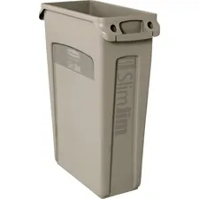 Rubbermaid RCP 354060BGCT — Rubbermaid Commercial Slim Jim Vented Container - 23 gal Capacity - Rectangular - Durable, Handle - 30 Height x 11 Width x 22 Depth - Beige - 4 / Carton
