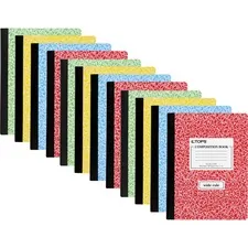 TOPS BUSINESS FORMS TOP 63794CT — TOPS Wide Ruled Composition Books - 100 Sheets - 200 Pages - Sewn - Wide Ruled - 0.34 Ruled - Ruled Red Margin - 9.75 x 7.59.8 - White Paper - Assorted Cover Marble - Paperboard Cover - 12 / Carton