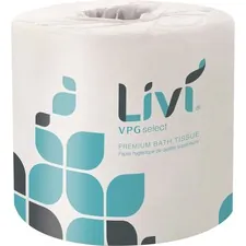 Solaris Paper SOL 21545 — Livi Leaf VPG Bath Tissue - 2 Ply - 4.49 x 3.98 - 500 Sheets/Roll - White - Virgin Fiber - Embossed, Absorbent - For Office Building, Restroom - 80 / Carton