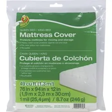 Shurtech DUC 1140236 — Duck Brand Queen/King Mattress Cover - 94 Length x 76 Width - Plastic - Clear - 1 Each