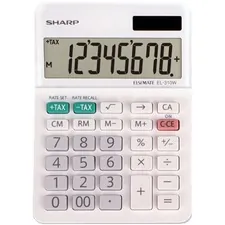 SHARP NEC EL-310WB — Sharp Calculators EL-310WB 8-Digit Professional Mini-Desktop Calculator - 4-Key Memory, Sign Change, Backspace Key, Auto Power Off, Double Zero - 8 Digits - LCD - 1" Height x 3.4" Width x 4.8" Depth - White - Desktop - 1 Each