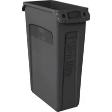 Rubbermaid RCP 354060BKCT — Rubbermaid Commercial Slim Jim Vented Container - 23 gal Capacity - Rectangular - Durable - 30 Height x 11 Width x 22 Depth - Black - 4 / Carton