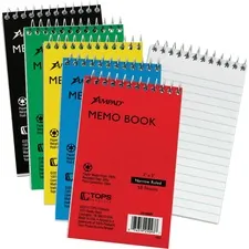 TOPS BUSINESS FORMS TOP 25093BD — Ampad Memo Book - 50 Sheets - Wire Bound - 3 x 5 - White Paper - Assorted Cover - Pressboard Cover - Recycled - 5 / Bundle