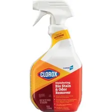 CLOROX CLO 31903CT — CloroxPro Disinfecting Bio Stain & Odor Remover - Spray - 32 fl oz (1 quart) - 9 / Carton - Translucent