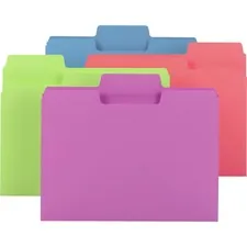 SMEAD MANUFACTURING CO. SMD 11957 — Smead SuperTab 1/3 Tab Cut Letter Recycled Top Tab File Folder - 8 1/2 x 11 - 3/4 Expansion - Top Tab Location - Stock - Bright Purple, Bright Pink, Bright Green, Bright Blue - 24 / Pack
