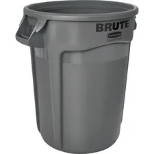 Rubbermaid RCP 263200GYCT — Rubbermaid Commercial Brute Vented Container - 32 gal Capacity - Round - Heavy Duty, Handle, Tear Resistant, Damage Resistant, Durable, UV Coated, Fade Resistant, Crack Resistant, Crush Resistant, Warp Resistant, Reinforced - Gray - 6 / Carton