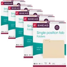 SMEAD MANUFACTURING CO. SMD 10331CT — Smead 1/3 Tab Cut Letter Recycled Top Tab File Folder - 8 1/2 x 11 - 3/4 Expansion - Top Tab Location - Left Tab Position - Stock, Manila - Manila - 10% Recycled - 500 / Carton