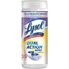 RECKITT BENCKISER RAC 81143CT — Lysol Dual Action Citrus Wipes - Wipe - Citrus Scent - 35 / Can - 420 / Carton - Purple