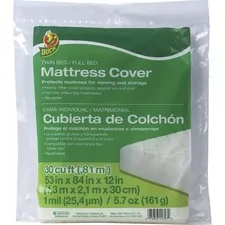 Shurtech DUC 1140235 — Duck Brand Twin / Full Bed Mattress Cover - 84 Length x 53 Width - Plastic - Clear - 1 Each