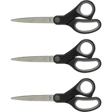 Sparco SPR 25226BD — Sparco Rubber Grip Straight Scissors - 8 Overall Length - Stainless Steel - Black/Gray - 3 / Bundle